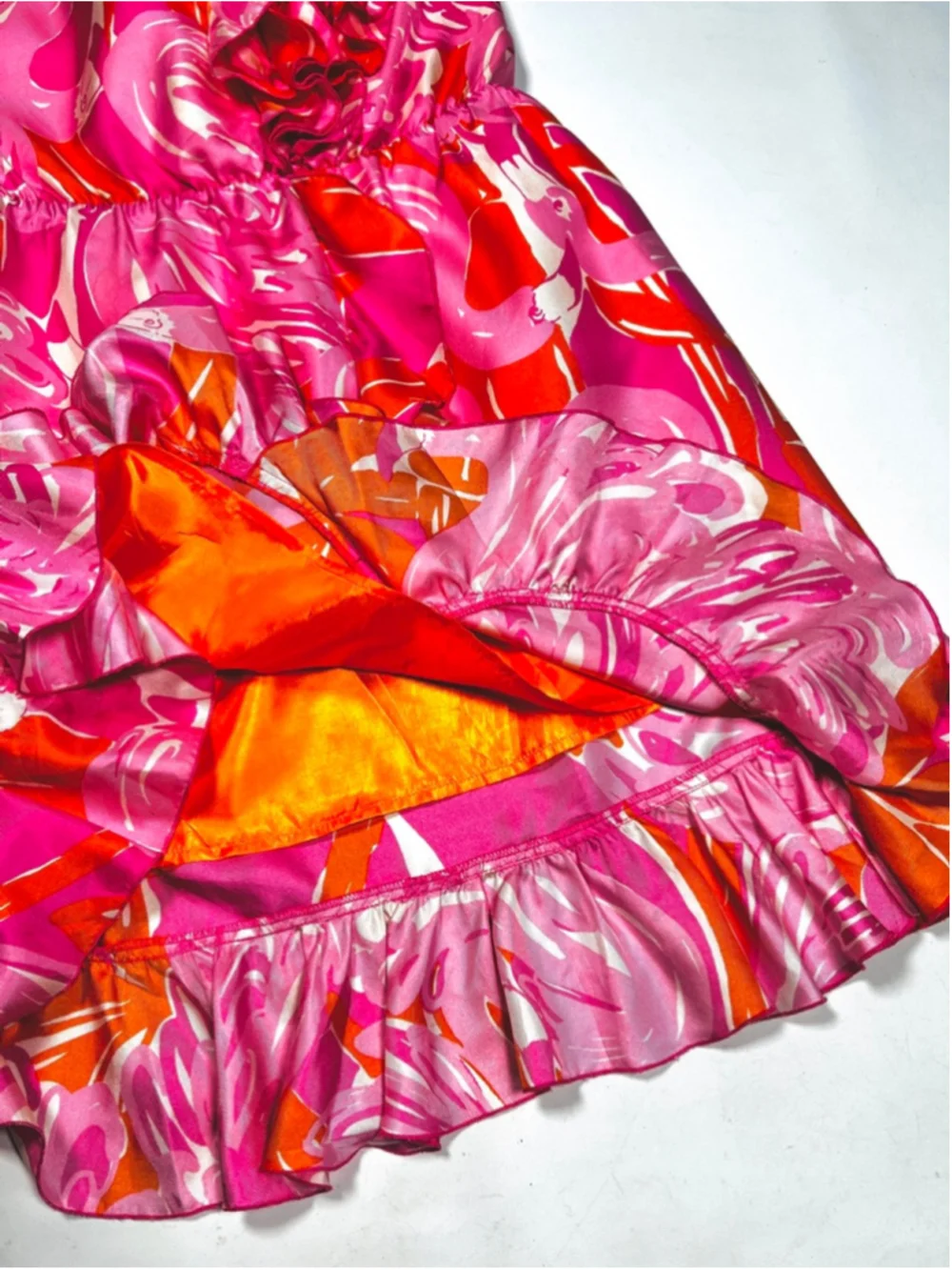 Lilly Pulitzer Womens Dress Strapless Cover Up Size 4 Pink Orange Flamingo Print - Picture 8 of 9